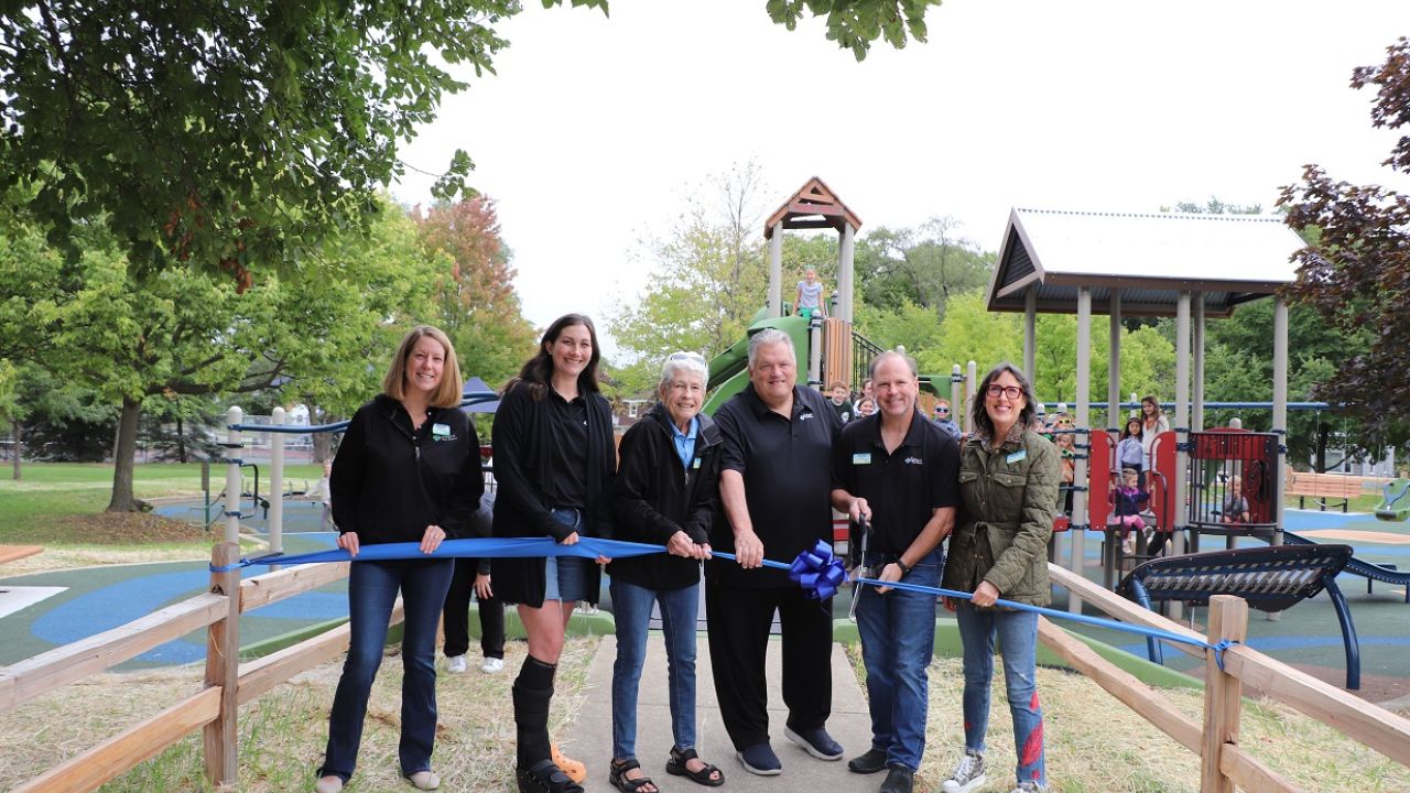 Ribbon cutting celebrates redeveloped east playground at Eldridge